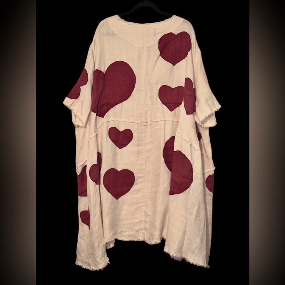 Magnolia Pearl Kimi Koat in Love ❤️ Linen Heart Appliqué Jacket, One Size, Rare - Picture 12 of 14